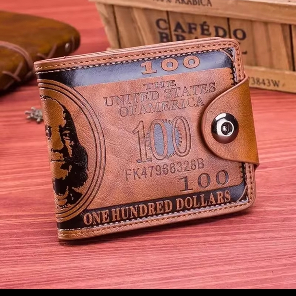 Brown Leather Wallet with Dollar Design See Details Pl